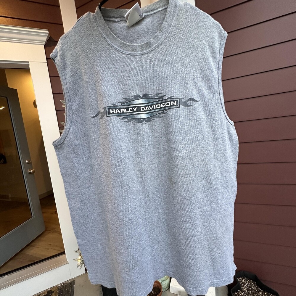 Harley-Davidson Shirt Mens 2XL Gray All American Sleeveless Hughesville MD 2008